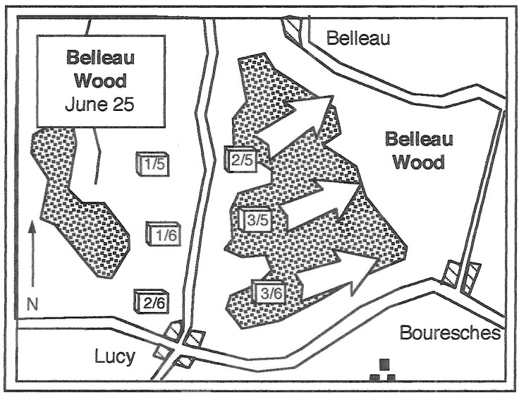 Location of Marine push to secure Belleau Wood June 25, 1918