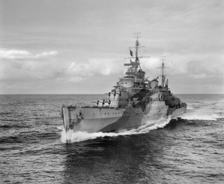 British cruiser HMS LIVERPOOL underway.
