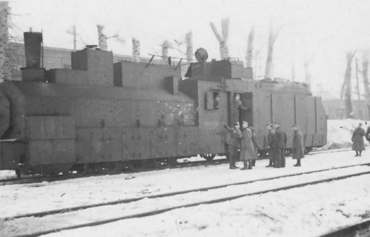 Captured Soviet armored steam locomotive