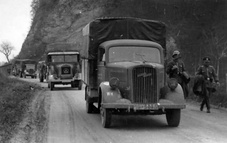 Wehrmacht Lastkraftwagen (LKW) Opel Blitz and other German trucks