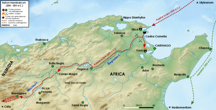 Publius Cornelius Scipio vojenské tažení v Africe (204 – 203 B. C.).Foto Cristiano64 CC BY 3.0