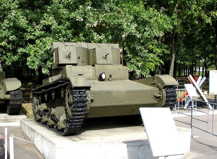 T-26 mod. 1931 with riveted hull and turrets. Central Museum of the Great Patriotic War in Moscow, Russia.