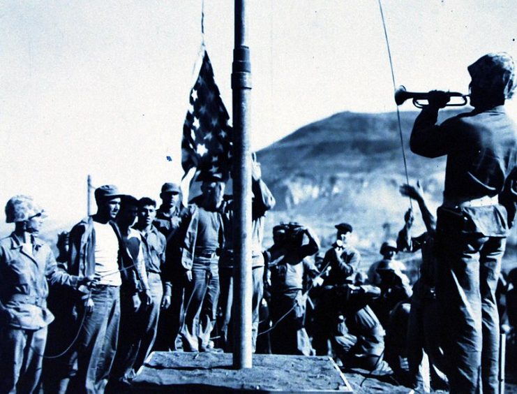 Official Flag Raising on Iwo Jima, Time 09:30, March 14, 1945