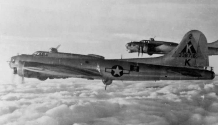 Boeing B-17G-95-BO Fortress of the 379th Bomb Group, 525th Bomb Squadron 43-38716 “Miss Anoxia” And “Liberty Run Kids” 43-38716