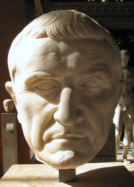 Bust of Marcus Licinius Crassus located in the Louvre, Paris