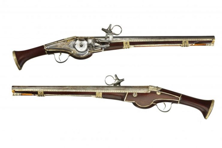 Pistols pair original antique wheellock and flint pistols