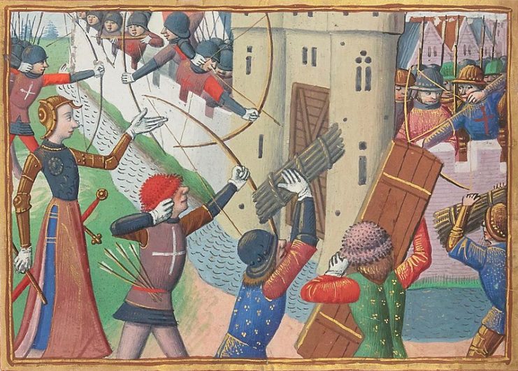 Joan of Arc at the porte Saint-Honoré during the siege of Paris of 1429.