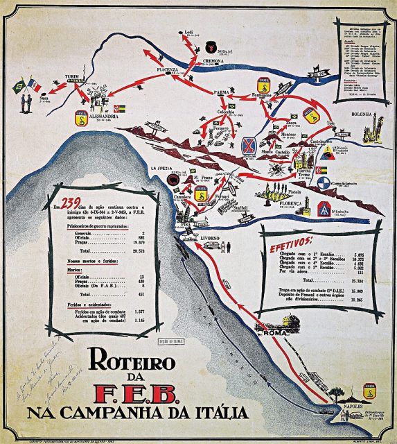Map of the Brazilian actions in northern Italy, 1944-1945.