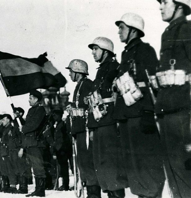 Spanish volunteers at an official act.