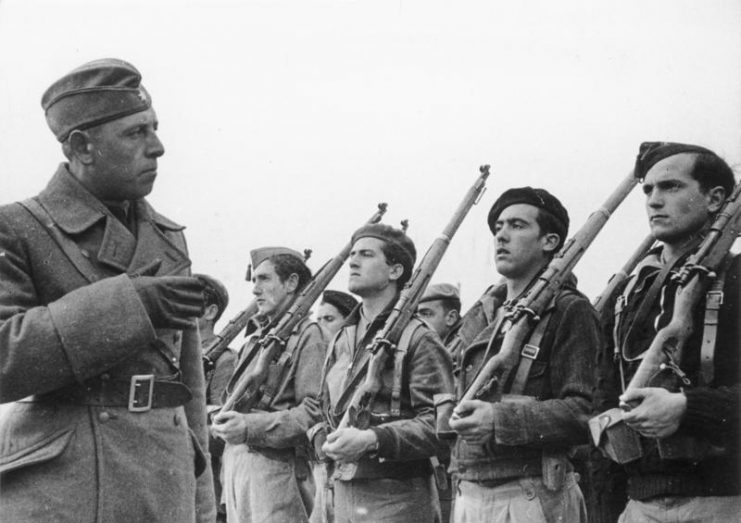 Members of the Condor Legion, a unit composed of volunteers from the German Air Force (Luftwaffe) and from the German Army (Heer) during the Spanish Civil War.