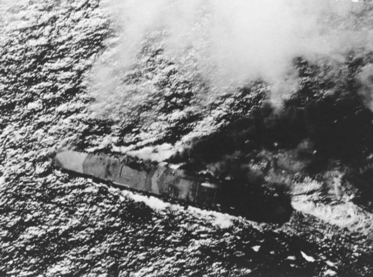 The Zuikaku under attack during the Battle of Cape Deception on Oct. 25th, 1944.