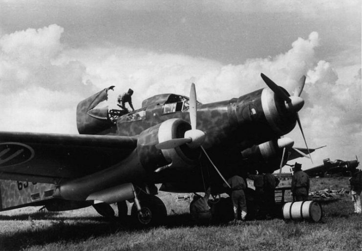 Italian bomber being refuelled in Sicily