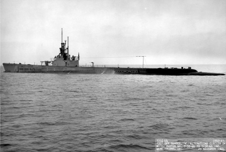 Το USS Gato από το ναυπηγείο Mare Island Navy Yard στις 29 Νοεμβρίου 1944.