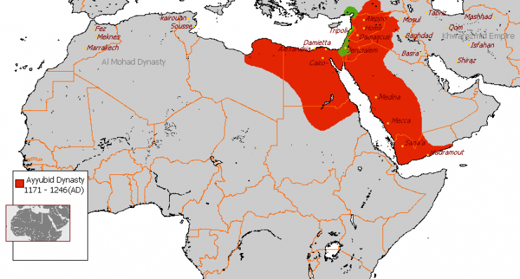 Ayyubid dominion before Mamluks took power in Egypt.