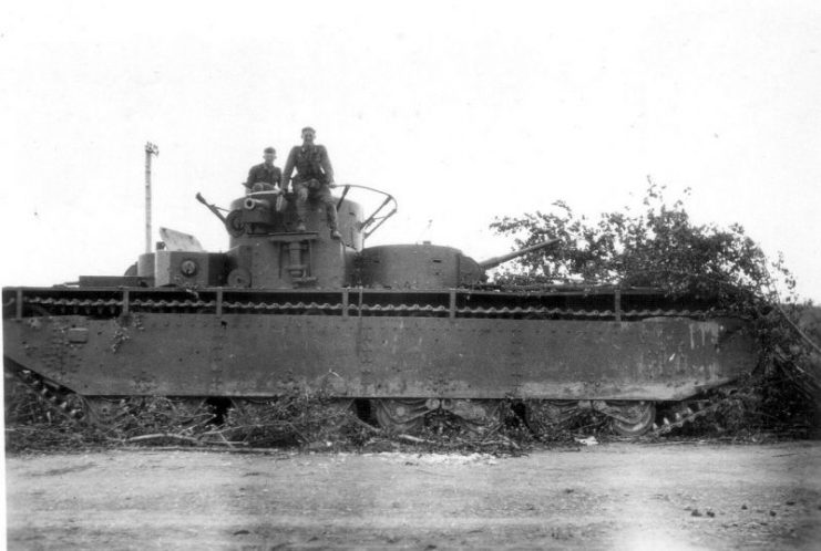 German troops posing on a captured T-35, unknown date