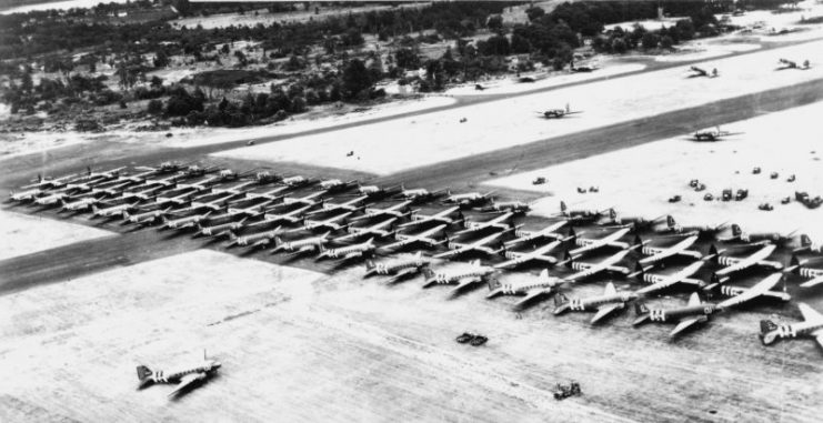 C47s at 101st Airborne Division aerodrome, Aldermaston Horsa.