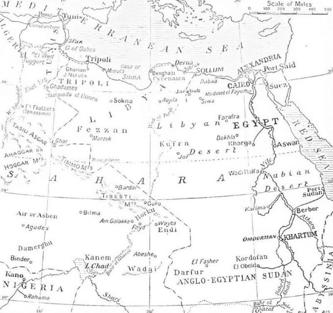 Area of operations, Senussi Campaign, 1915-1918