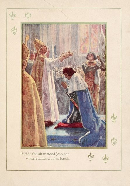 Joan of Arc at the coronation of Charles VII with her white flag