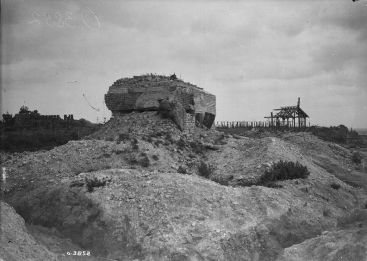 German machine gun emplacement between Hill 70 and Lens. September, 1917. Photo: MIKAN