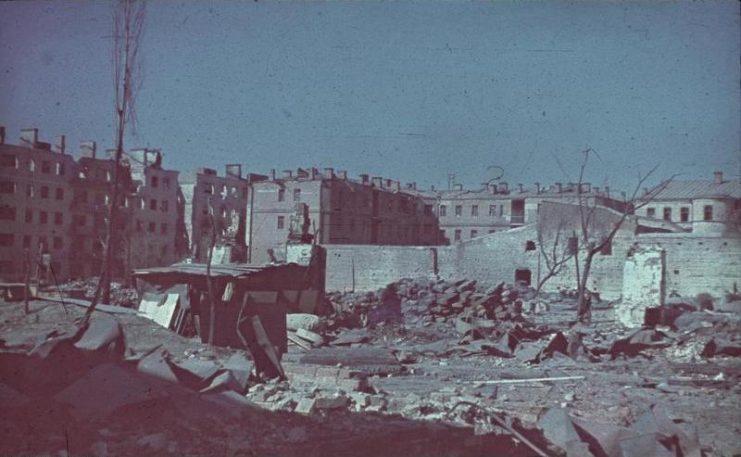 Destroyed residential block in Stalingrad after the war.Photo: Bundesarchiv, Bild 169-0498 / CC-BY-SA 3.0