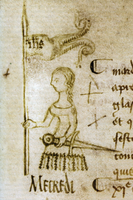Drawing of Joan of Arc by Clément de Fauquembergue (a doodle on the margin of the protocol of the parliament of Paris, dated 10 May 1429).