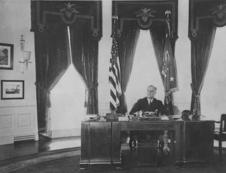 Franklin D. Roosevelt in the Oval Office, 1935