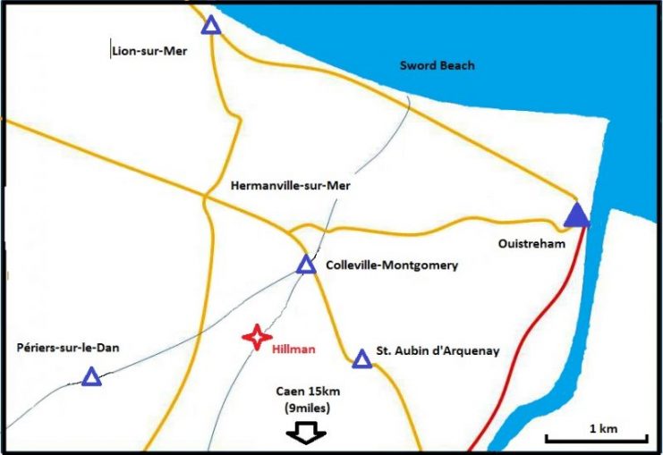 Map of the location of the Hillman bunker complex in Normandy.Photo: Londonclanger CC BY-SA 4.0