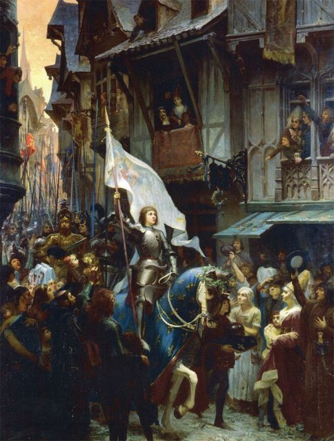 Joan of Arc enters Orléans (painting by Jean-Jacques Scherrer, 1887)