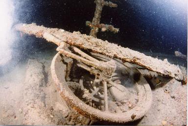 The ship19;s telegraph on the wreck of Lusitania 
