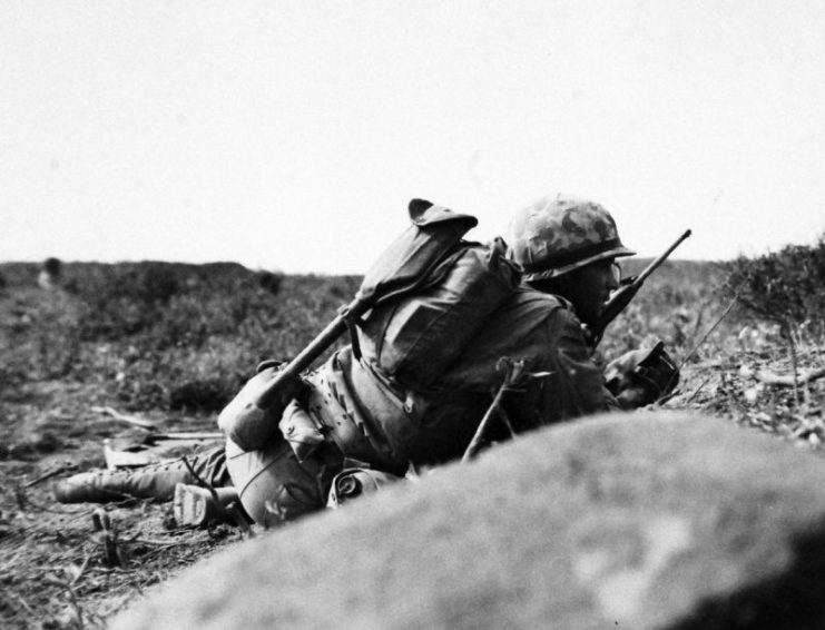 Battle for Iwo Jima, February-March 1945. Official U.S. Marine Corps photograph, now in the collections of the National Archives.