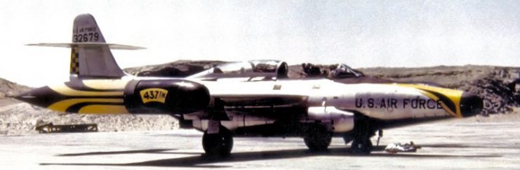 437th Fighter-Interceptor Squadron Northrop F-89D-70-NO Scorpion 53-2679 1956. Stationed at Oxnard AFB, California. At Nellis AFB, California.