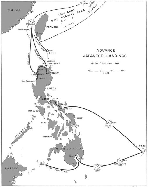 Advance Japanese landings in the Philippines, December 8–20, 1941.