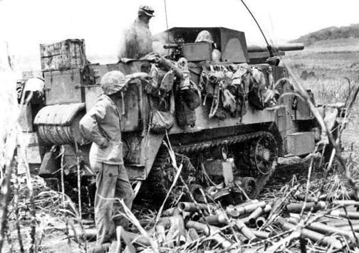 M3 75mm Gun Motor Carriage, Special Weapons Company, 2nd Marine Division, Tinian, July 30, 1944.