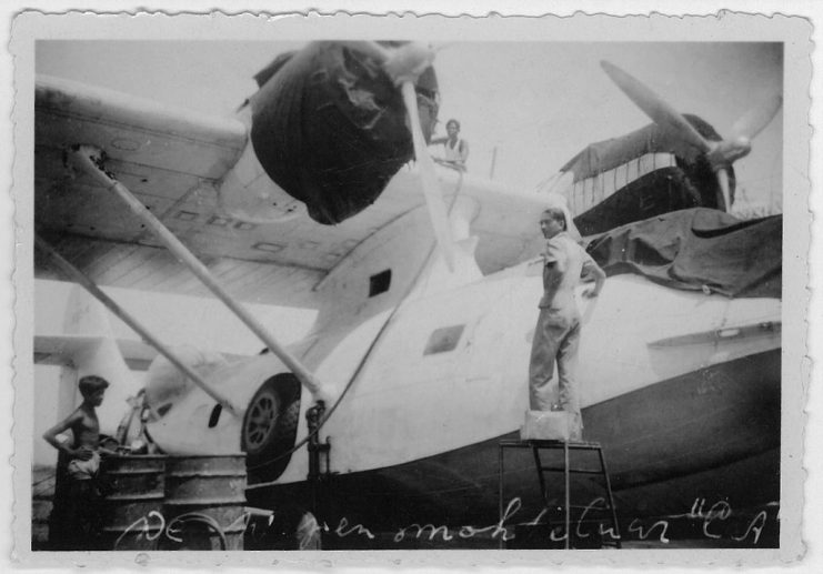 Photo above depicts the Catalina, owned by Connie Seigrist that was found flying weapons in 1948.