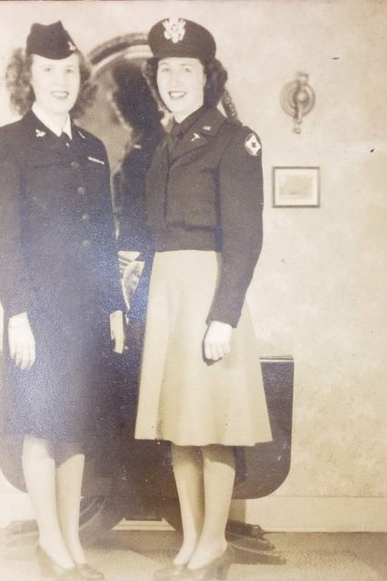 WWII Nurse  Annie McVadon, pictured on the right, is shown here with her sister after joining the U.S. Army during World War II. (Source: Family of Annie McVadon)