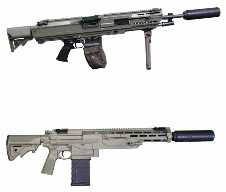 Textron NGSW-AR (top) and the Textron NGSW-R 6.8 mm rifles. Image by Textron Systems.