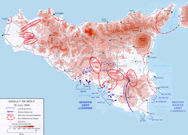 Map of the Operation Husky