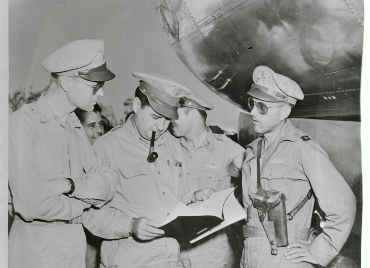 LeMay receiving an attack memo, March 1944