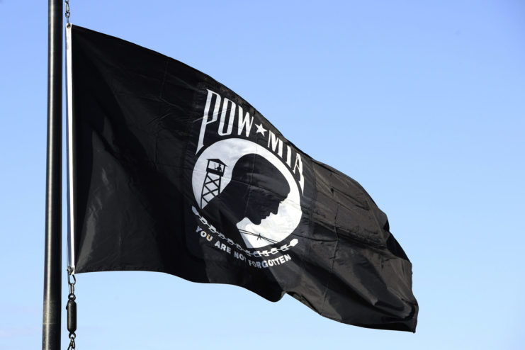 A POW/MIA flag flies over Schriever Air Force Base, Colo., Sept. 15, 2014.