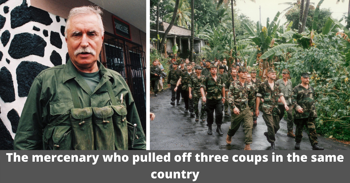 Bob Denard in camouflage + the 1995 coup d'état in Coromos