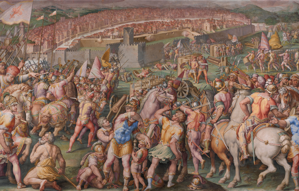 The storming of the fortress of Stampace in Pisa, 1568-1571. Artist: Vasari, Giorgio