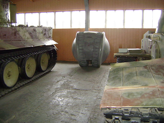 Kugelpanzer between two full-sized military tanks
