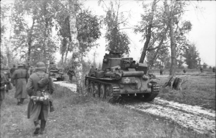 German Panzer 38(t) and Infantry