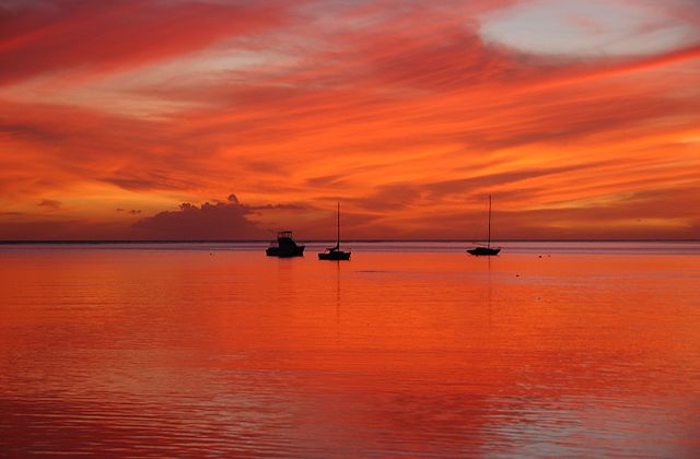 Sunset over Hawaii's Molokai Harbor
