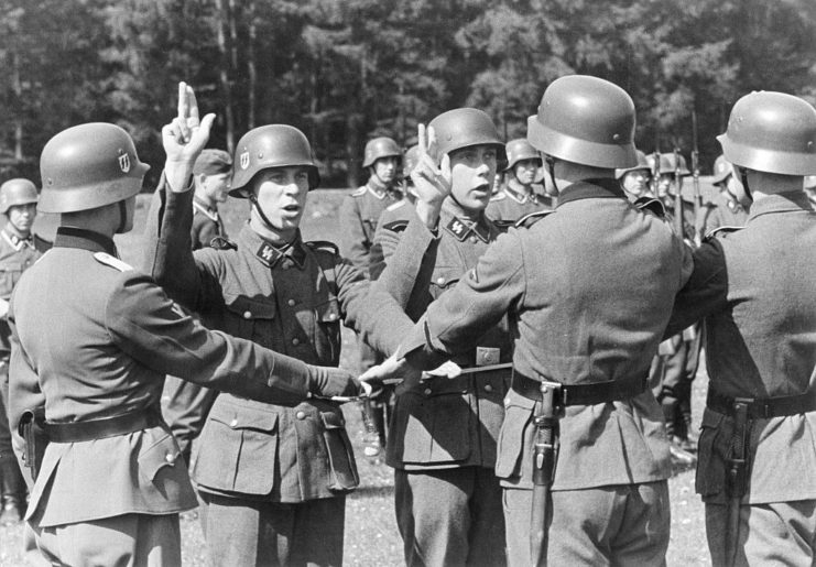 Flemish Waffen-SS volunteers during a swearing in ceremony