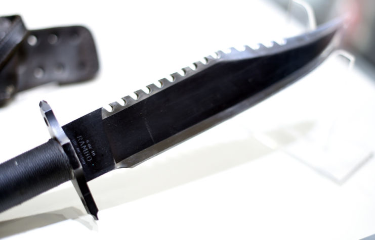 The knife used by actor Sylvester Stallone in the film Rambo: First Blood Part II