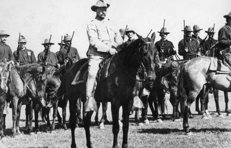 Theodore Roosevelt and the Rough Riders. Undated photograph.