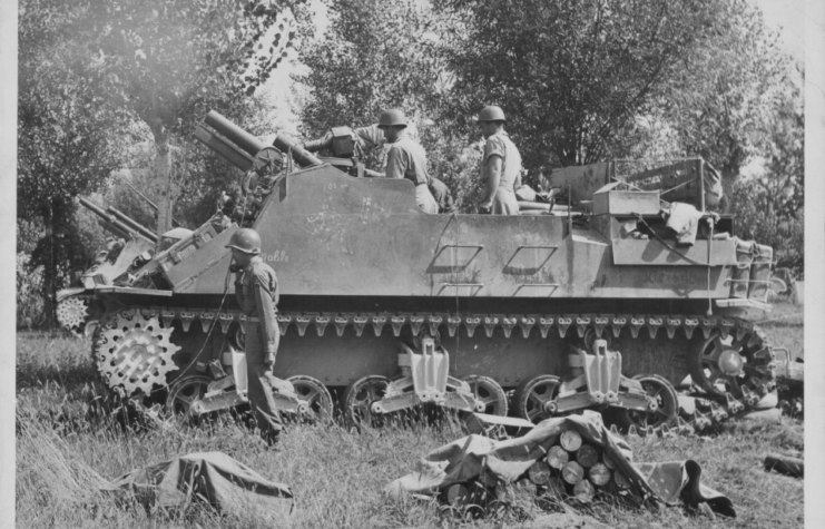US Fifth Army M4 Sherman mounted tank, on the Gothic Line during World War Two, Lucca, Italy, September 16th 1944.