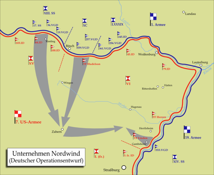 Map showing the original planning for Operation Nordwood
