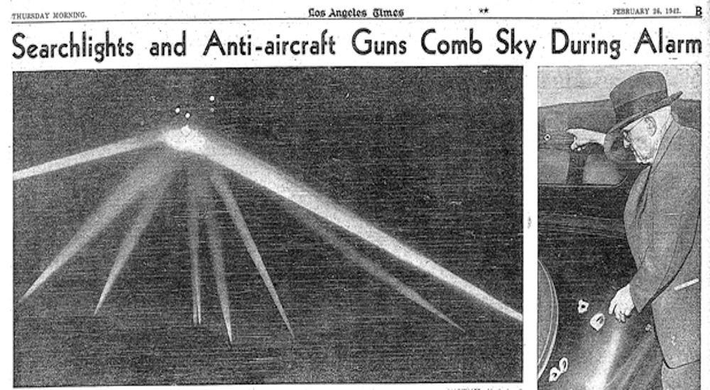 Los Angeles Times newspaper clipping of the Battle of Los Angeles